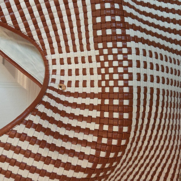 Anthropologie Woven Brown and Cream Tote / Shoulder Bag - Picture 2 of 14